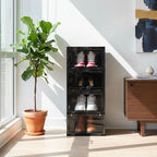 4 Tier Black Shoe Organiser