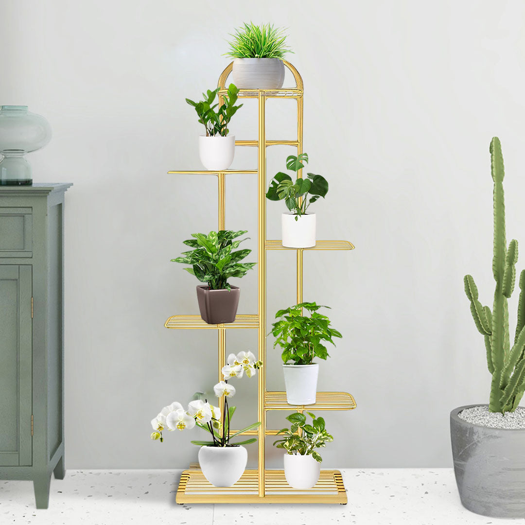 6 Tier Gold Metal Plant Flowerpot Display Rack