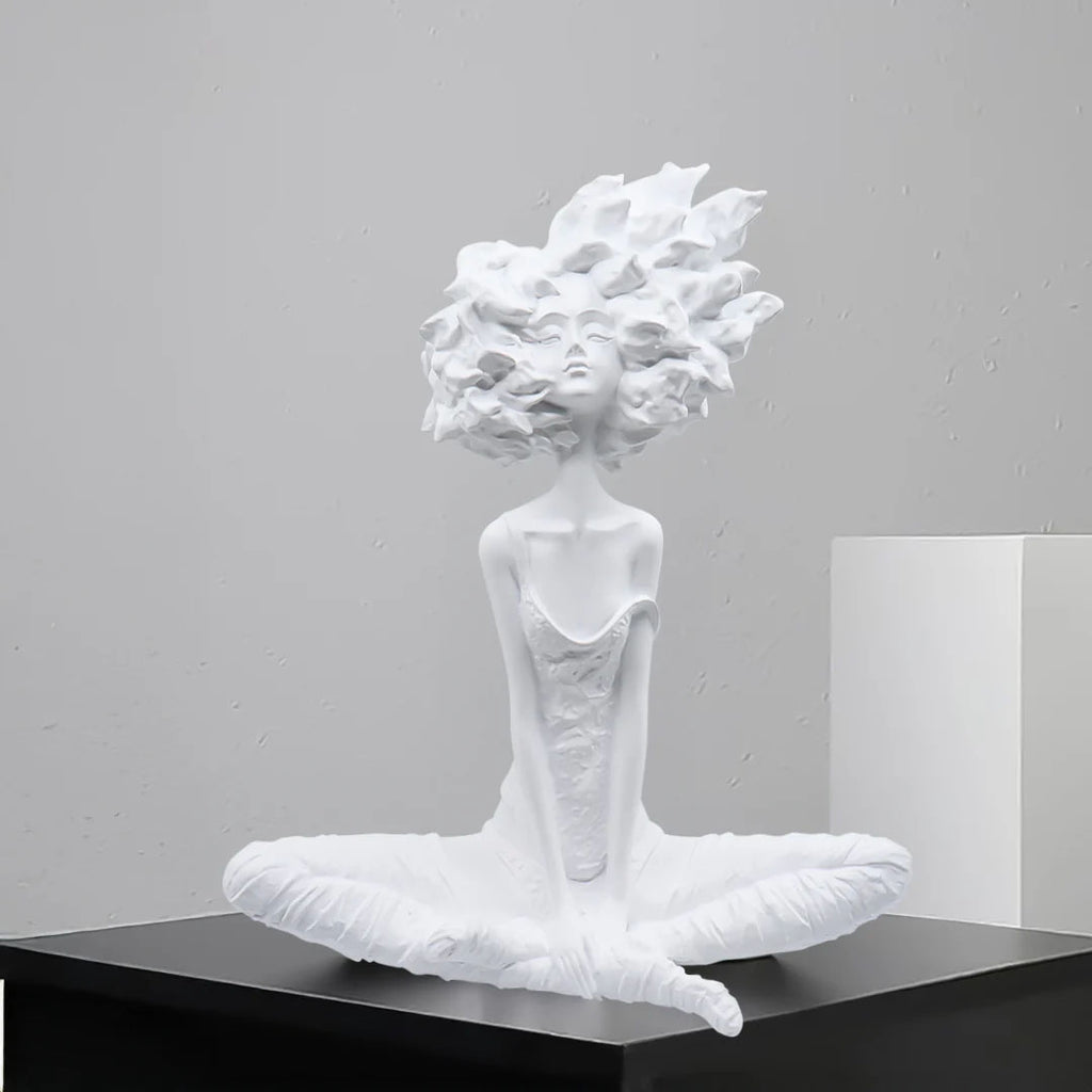 SOGA 59cm White Resin Sculpture Abstract Yoga Girl Design for Home Décor