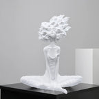 SOGA 59cm White Resin Sculpture Abstract Yoga Girl Design for Home Décor