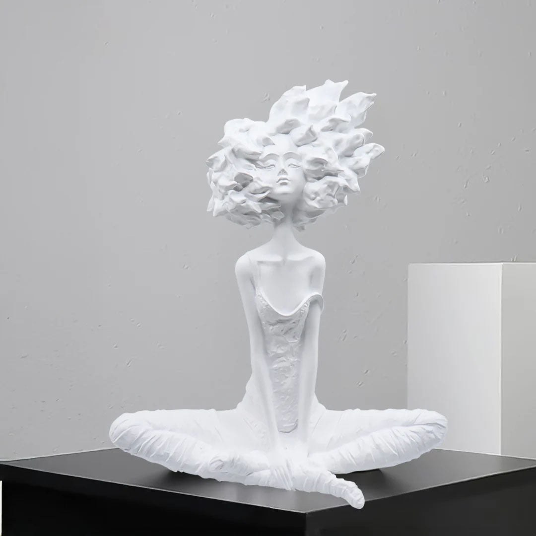 SOGA 59cm White Resin Sculpture Abstract Yoga Girl Design for Home Décor