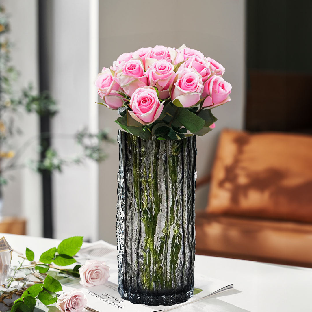 SOGA 30.5cm Handcrafted Grey Glass Vase Classic Design for Home Decor