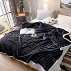 Black Throw Blanket Warm Cozy Double Sided Thick Flannel