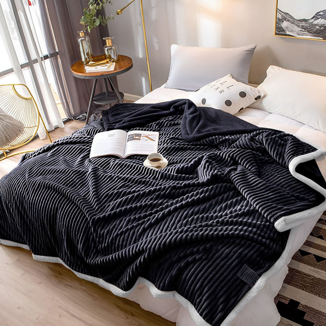 Black Throw Blanket Warm Cozy Double Sided Thick Flannel