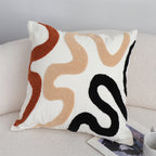 SOGA 45cm Cream Black Geometric Squiggly Pattern Throw Pillow