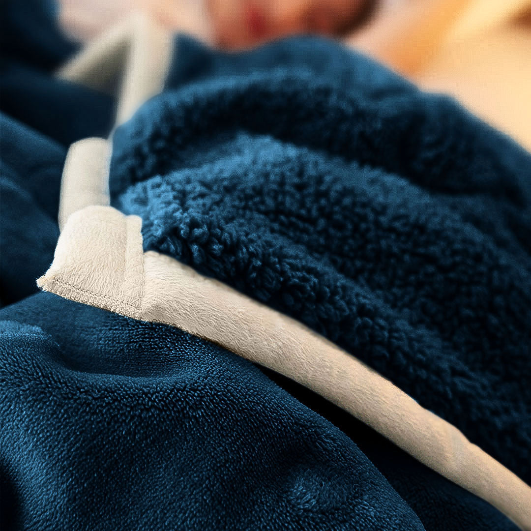 SOGA Navy Blue Throw Blanket Warm Cozy Double Sided Thick Flannel Coverlet