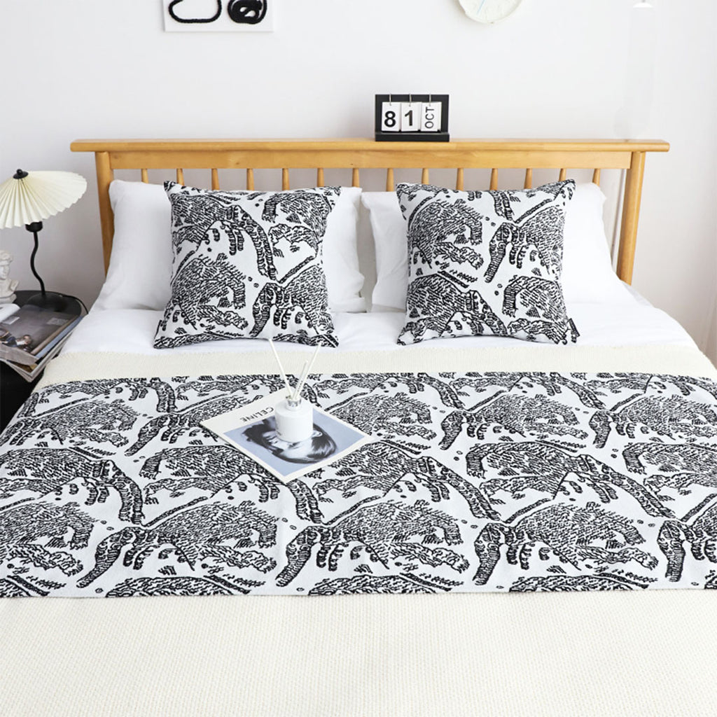 1.8m Light Black Luxury Mottled Bed Vintage Scarf Runner Bedding Tail Pad Flag For Home Hotel Set of 3