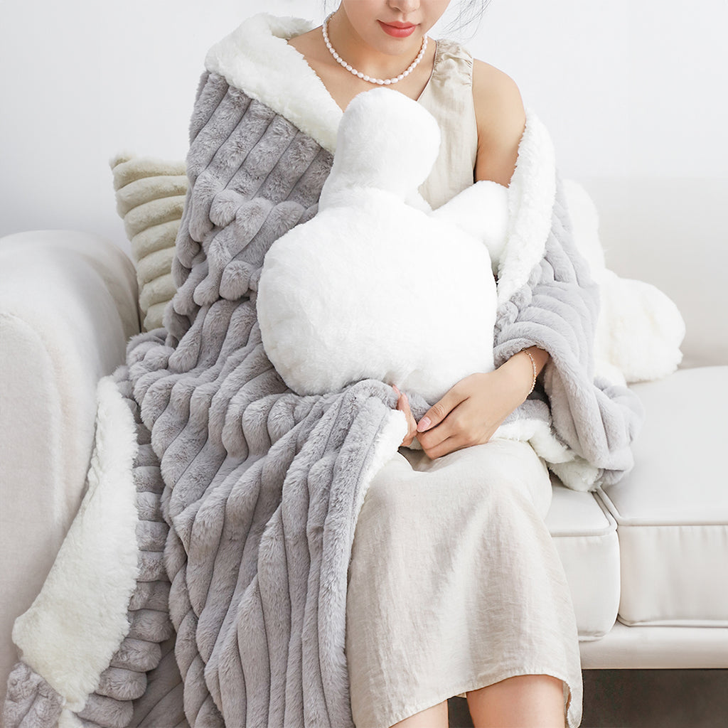 SOGA 150x200cm Throw Blanket Smoke Gray Premium Milk Velvet