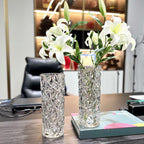 30cm Sleek Clear Glass Vase Elegant Wide Crystal