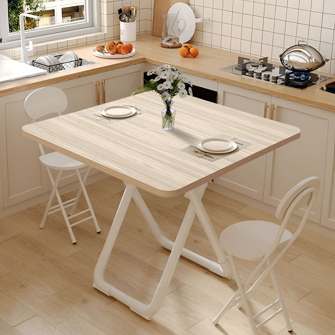 80cm Light Square Table with White Legs