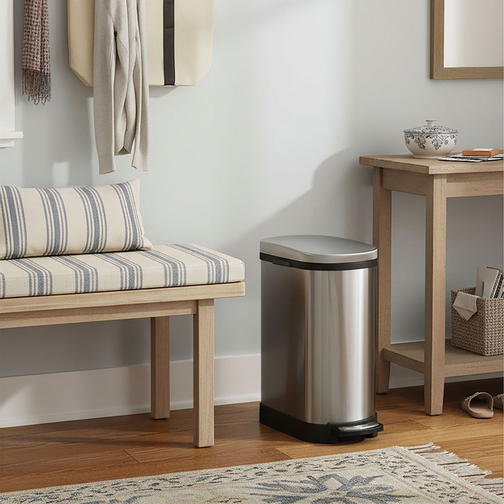 Foot Pedal Stainless Steel Trash Bin 10L