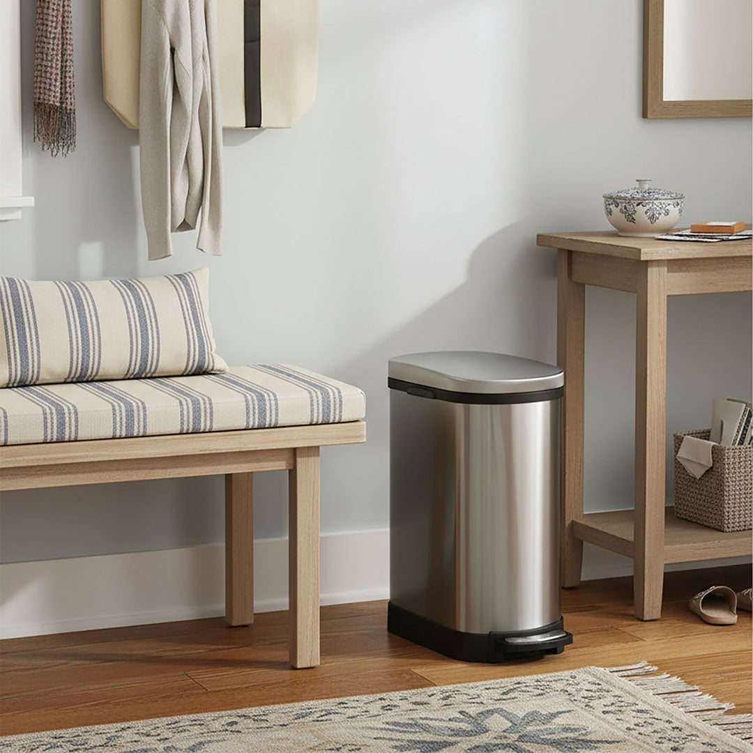 Foot Pedal Stainless Steel Trash Bin 10L