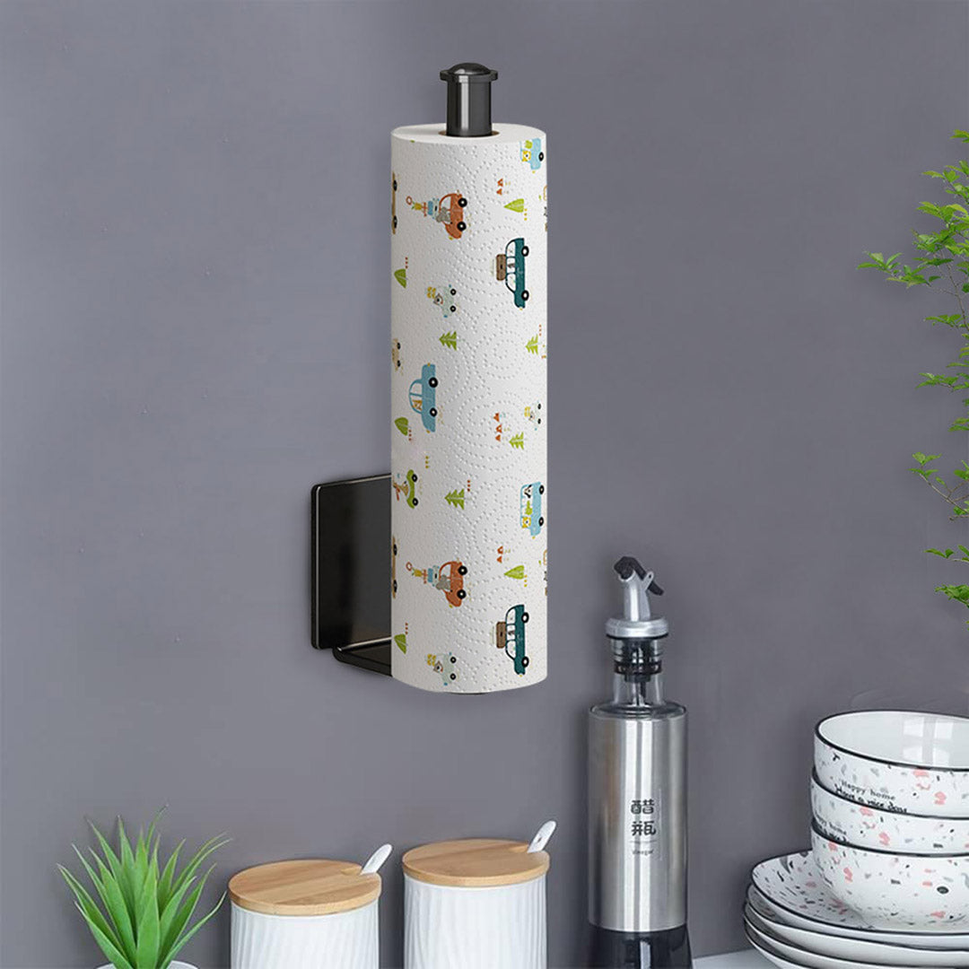 Black Wall-Mounted Kitchen Roll Holder