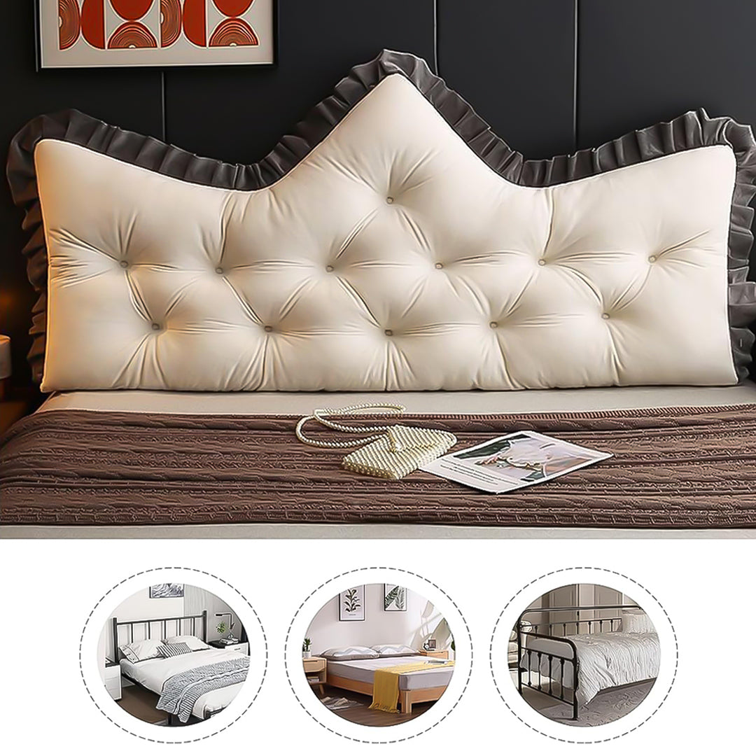 SOGA 150cm Crown Pillow Tufted Cream Headboard Cushion for Bed