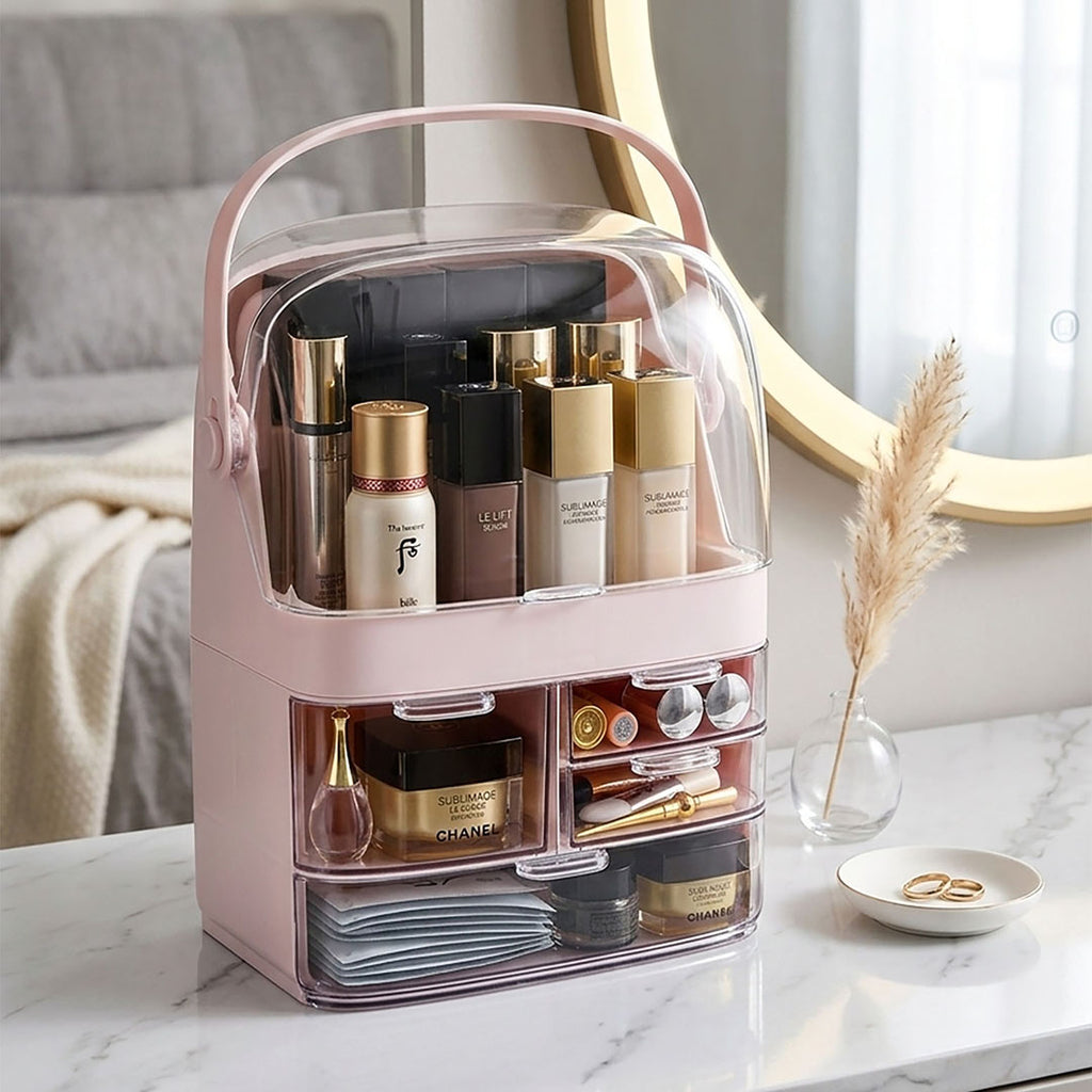 3 Tier Pink Countertop Cosmetic Storage Organiser