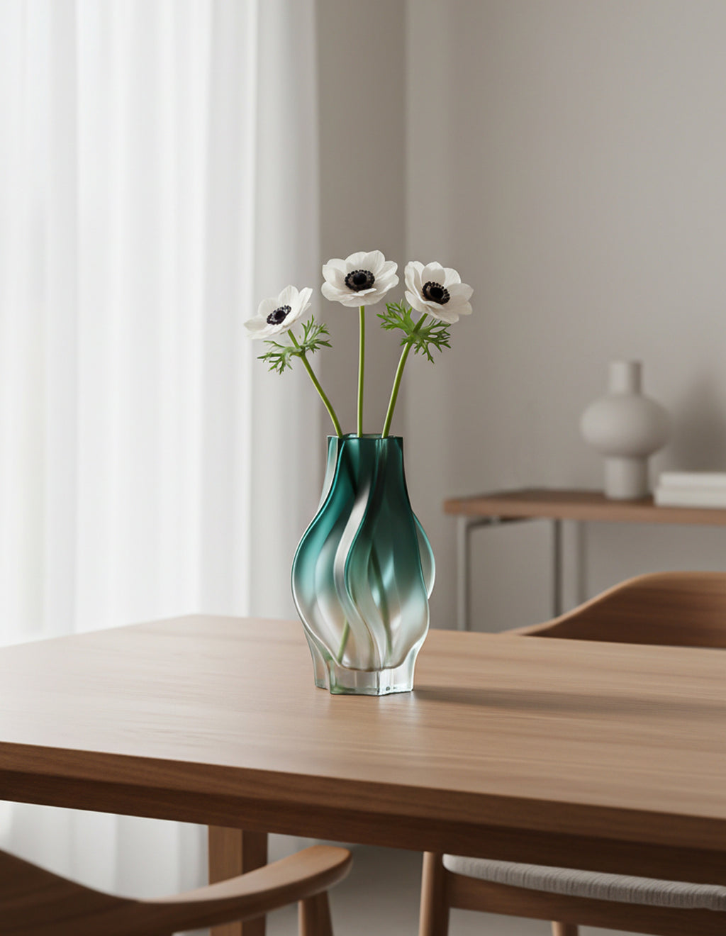 SOGA 27cm Glass Vase Blue with Beautiful glass Bubble Texture Art Vases