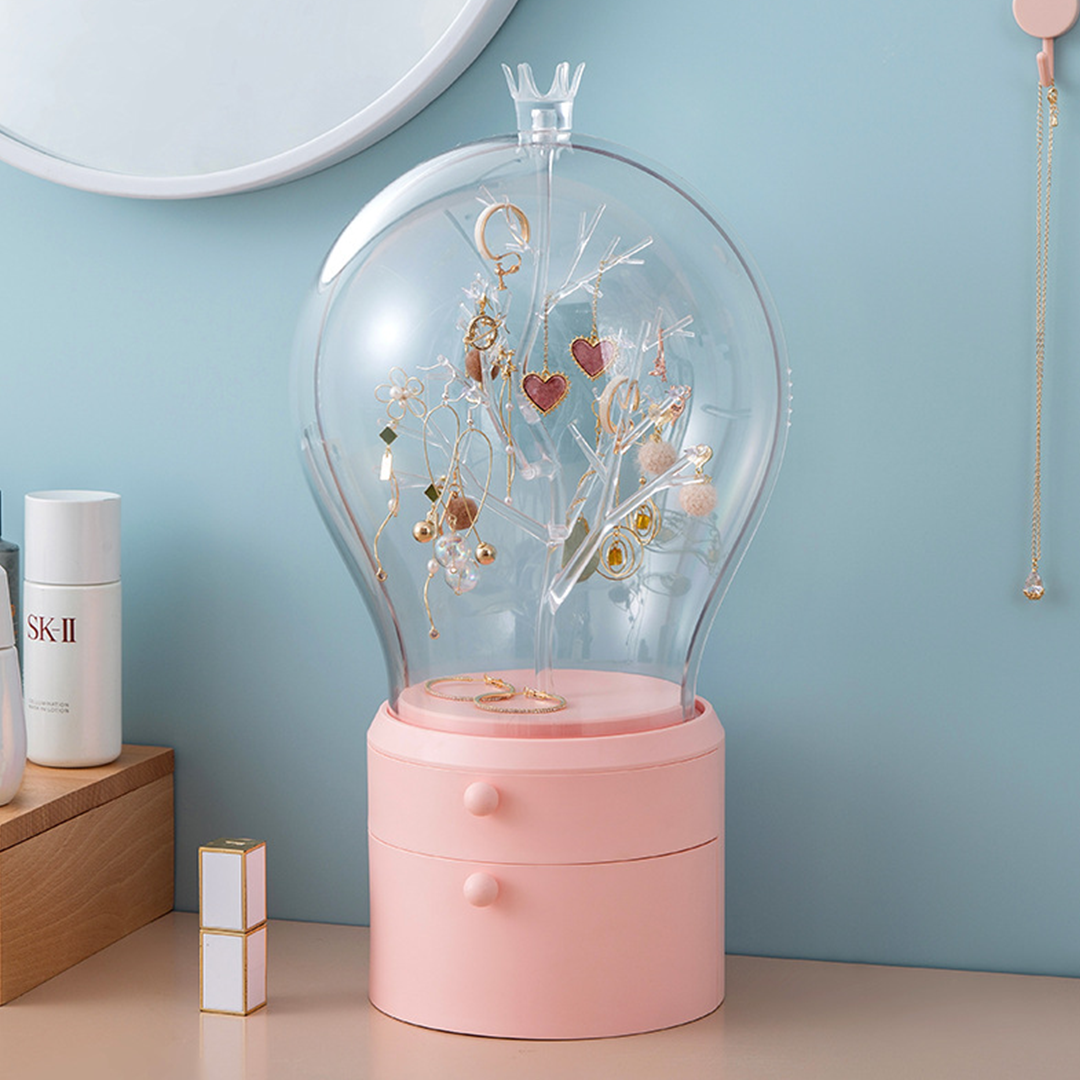 Pink 360 Degree Rotating LED Light  Jewelry Storage Organiser