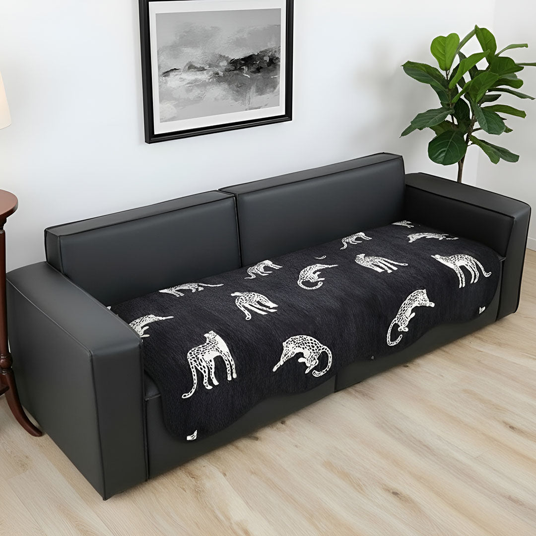SOGA Four-Seater Black Leopard Print 90x260cm Throw Blanket Sofa Cover