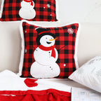 SOGA 45cm Throw Pillow Red Christmas Snowman Square Cushion