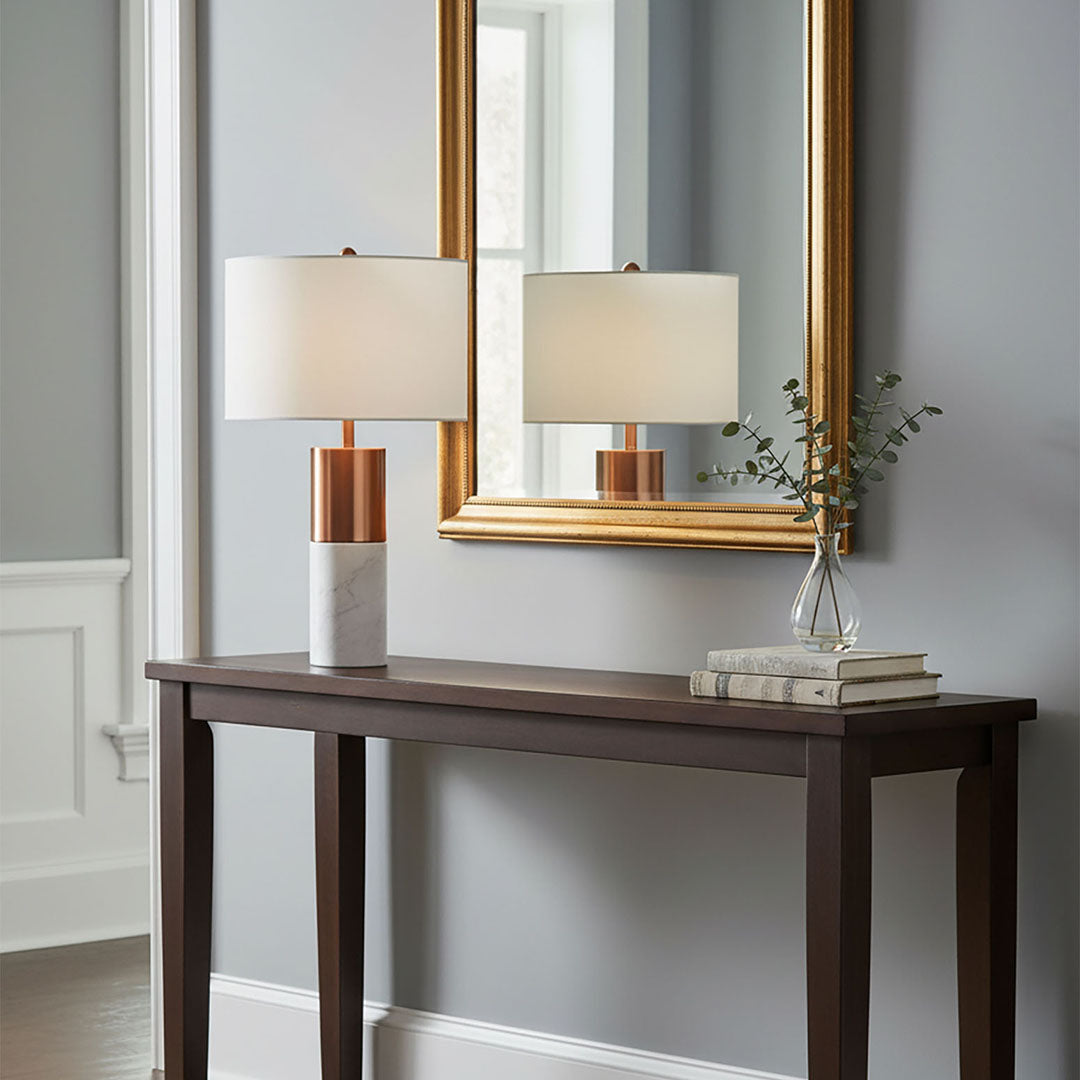 60cm White Marble Table Lamp