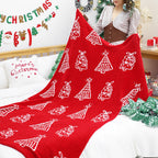 130x170cm Throw Blanket Red Christmas Tree Half Fleece