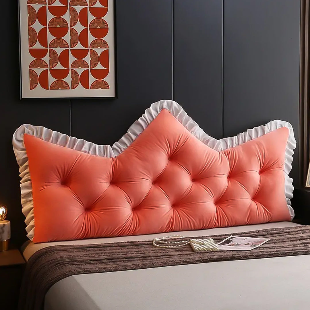 SOGA 2x150cm Crown Pillows Tufted Pink Headboard Cushion