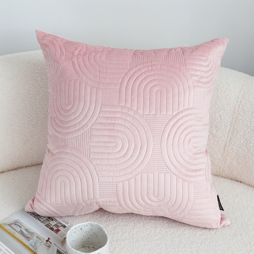 SOGA 50cm Pink Textured Geometric Pattern Decorative Throw Pillow