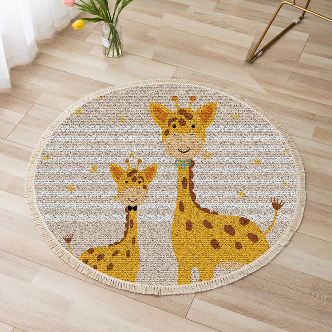 SOGA 120cm Cute Cartoon Animal Non-Slip Thick and Ultra-Soft Carpet Flannel Rug