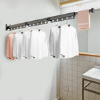 127.5cm Wall-Mounted Clothing Dry Rack Retractable Hanger