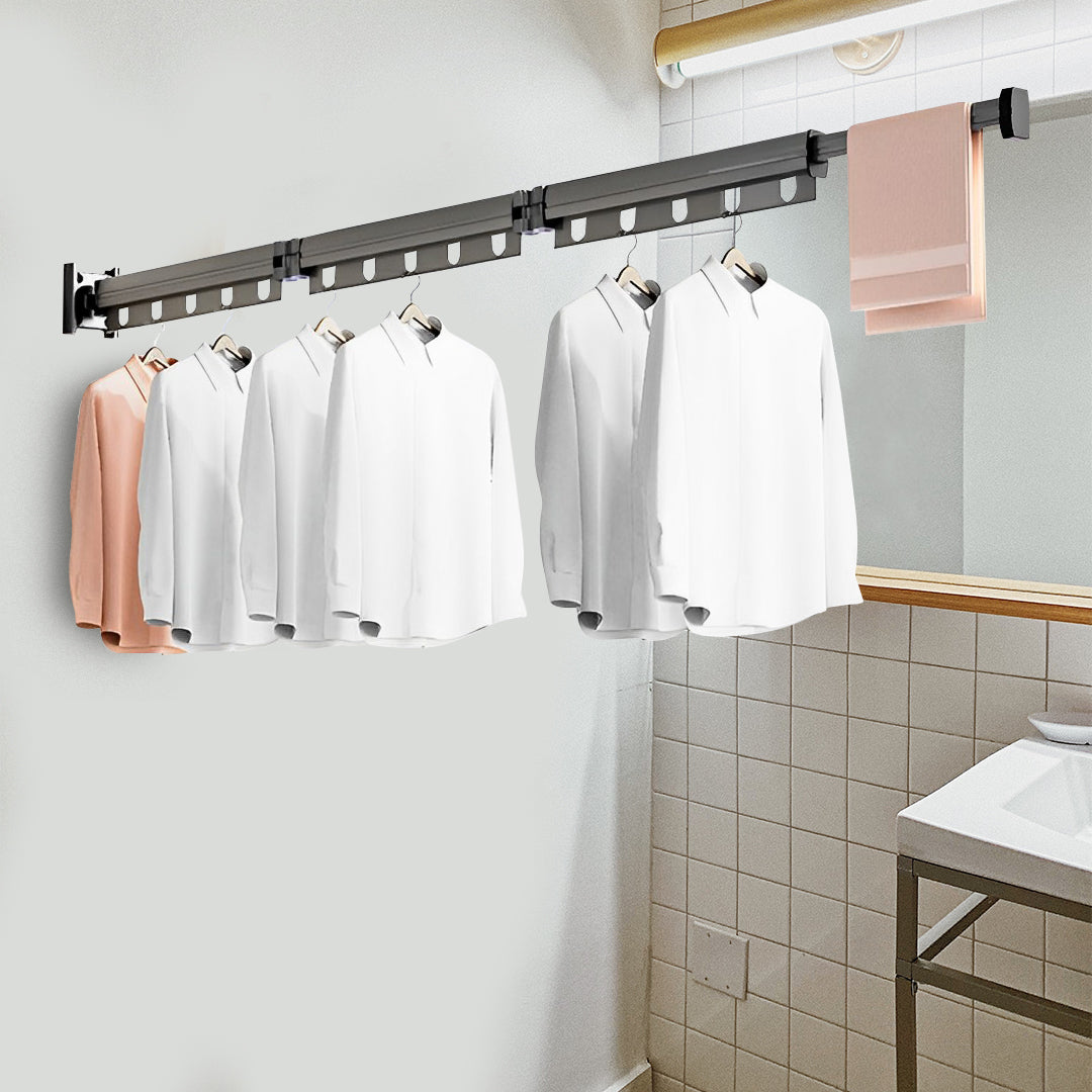 127.5cm Wall-Mounted Clothing Dry Rack Retractable Hanger