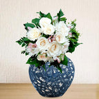 21x22cm Blue Small Ceramic Flower Vase Elegant Living Room Home Decor