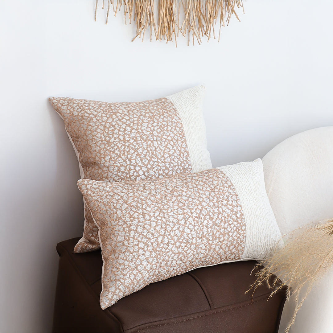 SOGA 2X 35cm Contemporary Beige Two-Tone Block Design Throw Pillow