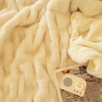 SOGA 150x200cm Throw Blanket White Double Layer Rabbit Fur Cozy