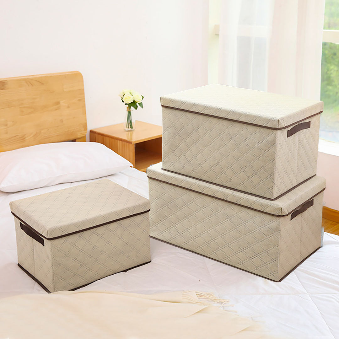 Large Beige Non-Woven Diamond Quilt Grid