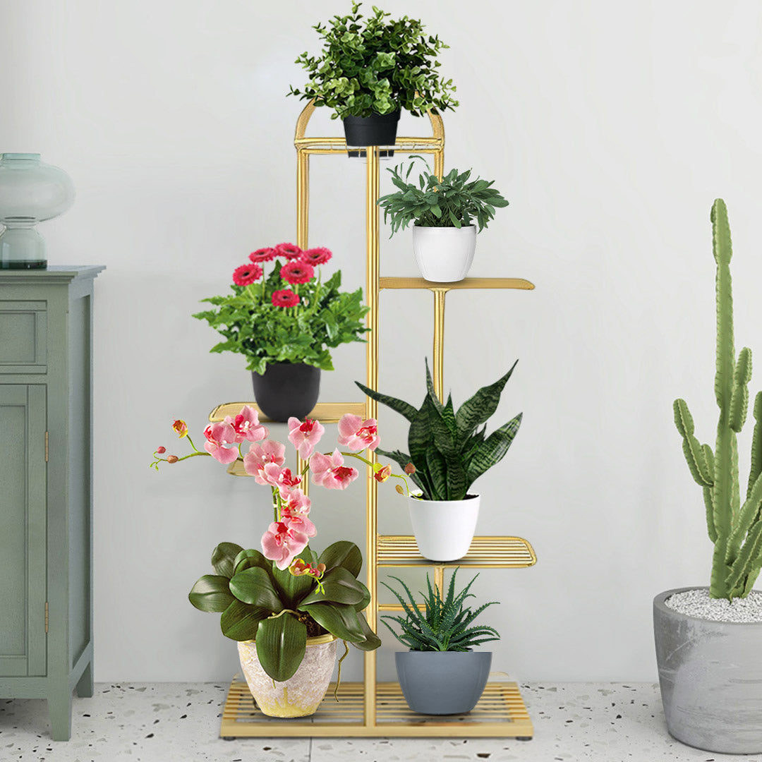5 Tier Gold Metal Plant Flowerpot Display Rack