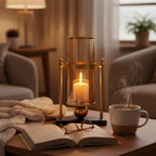 34cm Transparent Glass Vase with Candle