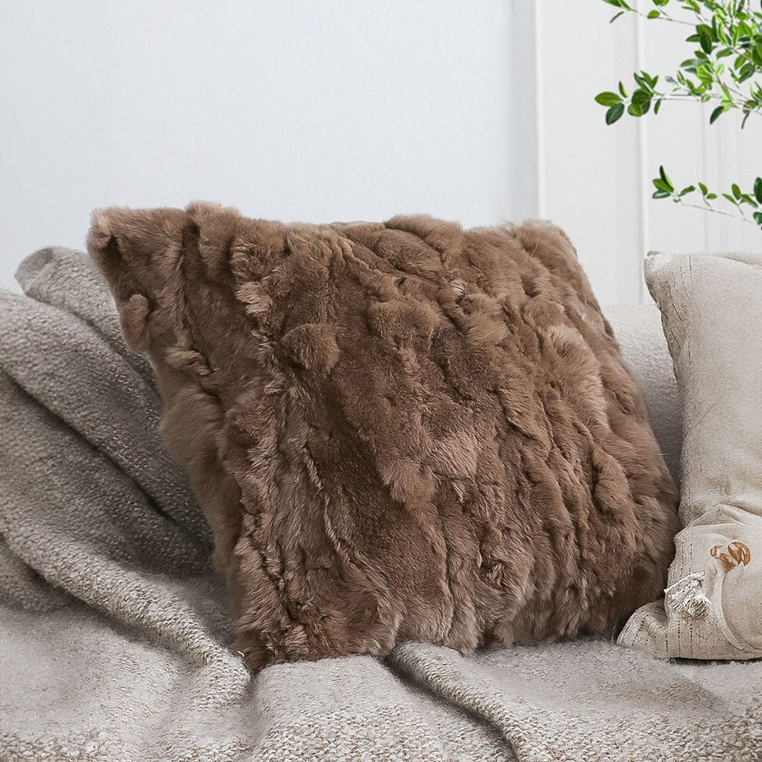 SOGA 50cm Luxurious Brown Faux Fur Plush Textured Throw Pillow