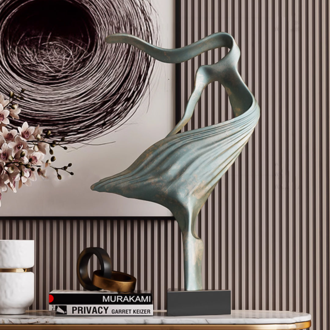 SOGA 65cm Black Modern Abstract Dancer Sculpture with Black Base for Home Décor