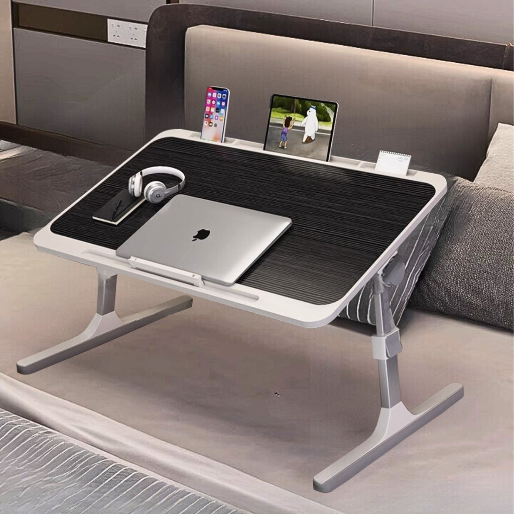 SOGA 60x40cm Portable Black Adjustable Foldable Laptop and Study Table