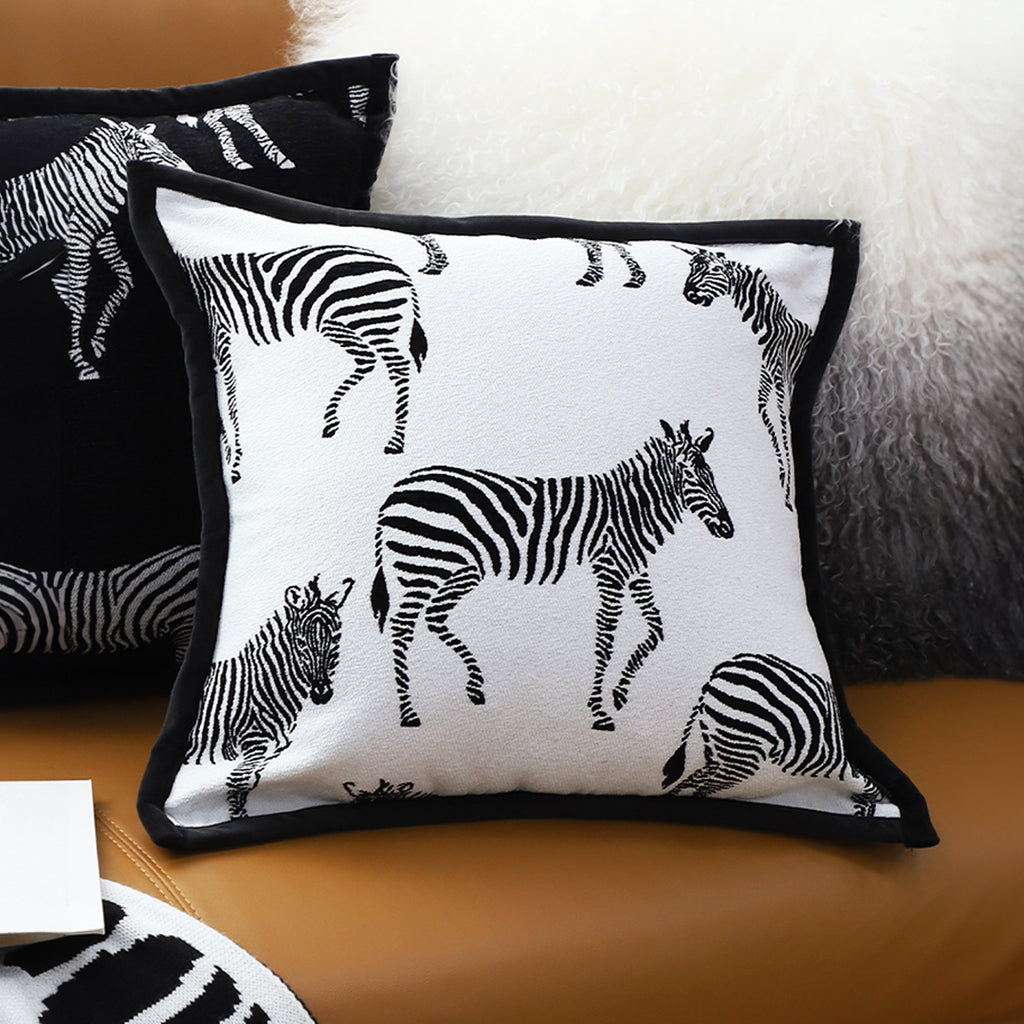 45cm Black and White Light  Luxury Zebra Cushion