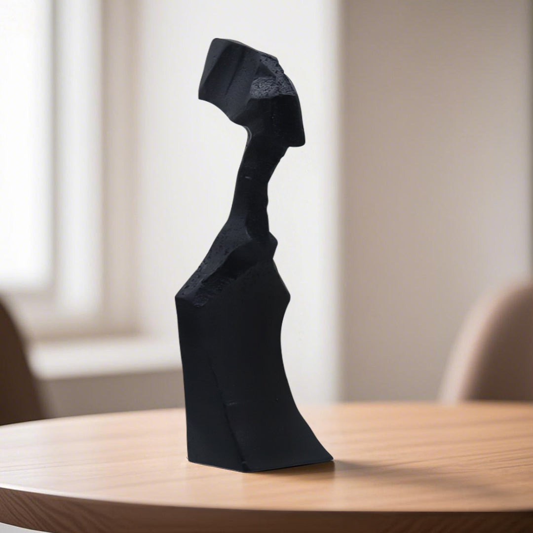 SOGA 40cm Black Resin Sculpture Minimalist Abstract Design Modern Art for Home Décor