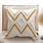 SOGA Boho Tufted Cushion 45cm Tassel Beige Yellow Geometric Chevron Throw Pillow