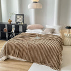 SOGA 150x200cm Warm & Cozy Flannel Polyester Throw Blanket Light Brown