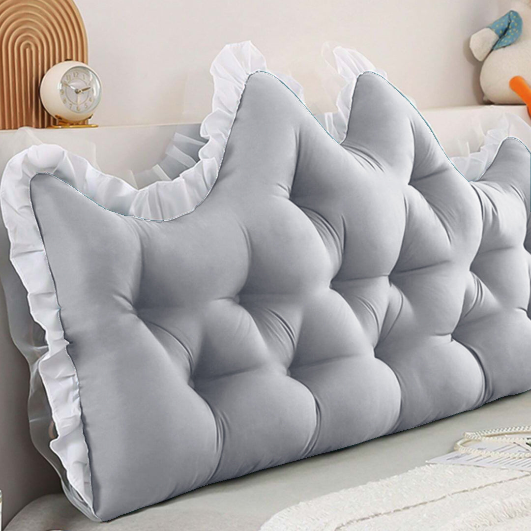 SOGA 2x90cm Crown Pillows Tufted Light Grey Headboard Cushion Set