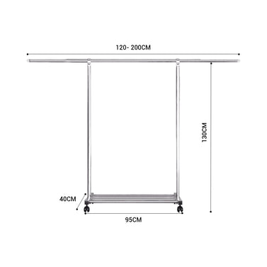 SOGA 200cm Stainless Steel Floor-Standing Clothes Rack - Durable and Space-Saving Laundry Organizer