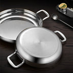 24cm Flat Base Seafood Dry Pot in Elegant Silver Finish for Kitchen Essential
