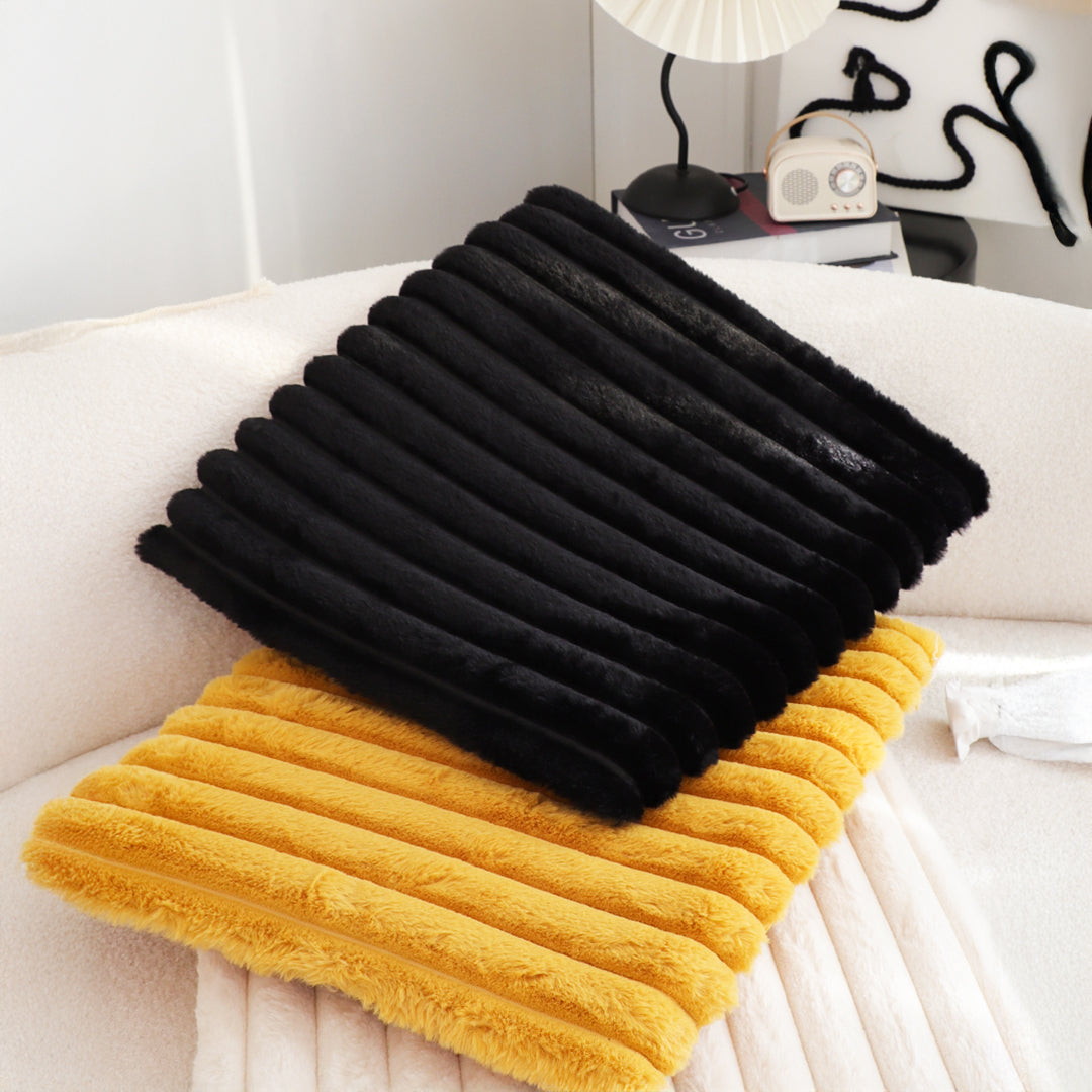 SOGA 45cm Black Corduroy Square Cushion Soft Leaning Plush Backrest Throw Seat Pillow