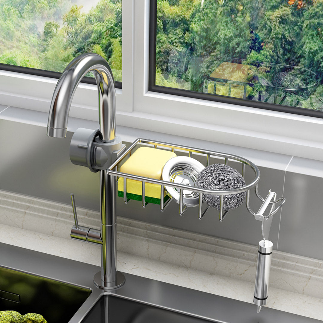 Silver Single Kitchen Sink Faucet Organiser