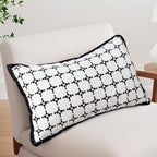 SOGA 2X 35cm Moroccan Black Cross Pattern Black Trim Throw Pillow