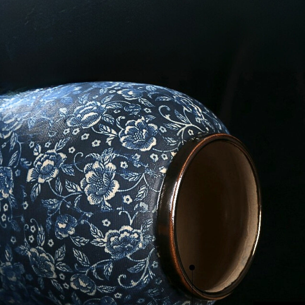 35x17cm Blue with White Mini Floral Large Ceramic Flower Vase